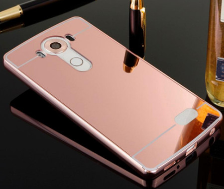 Добави още лукс Бъмпъри за телефони Луксозен алуминиев бъмпър с твърд огледален златисто розов гръб за LG V10